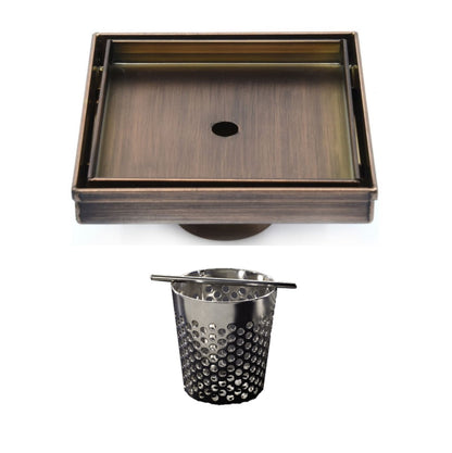 SereneDrains 5 Inch Square Tile-in Drain, Tile Floor Drain