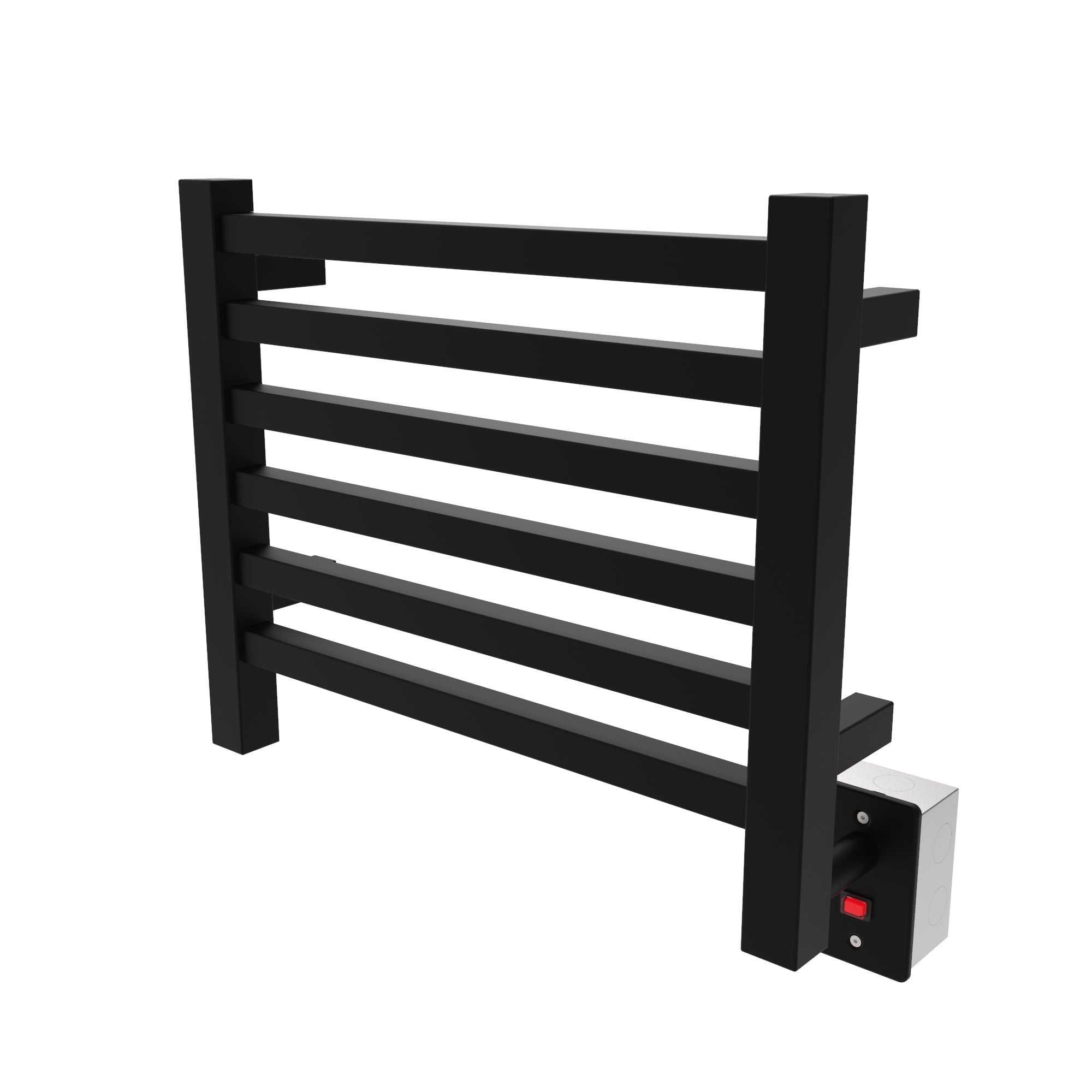 Matte Black Towel Warmer, Amba Quadro Model Q2016MB, 6 Bars Towel Warmer