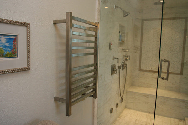 Brushed Towel Warmer, Amba Quadro Model Q2033B, 12 Bars Towel Warmer