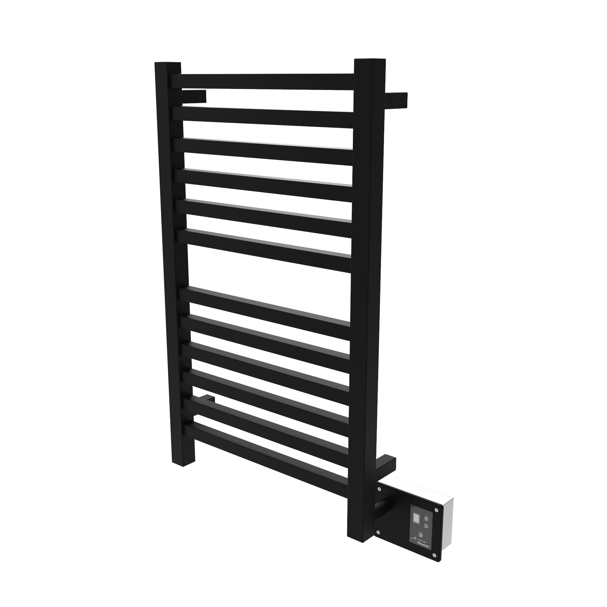 Matte Black Towel Warmer, Amba Quadro Model Q2033MB, 12 Bars Towel Warmer