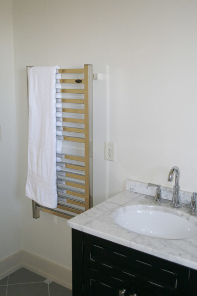 Polished Towel Warmer, Amba Quadro Model Q2042, 16 Bars Towel Warmer