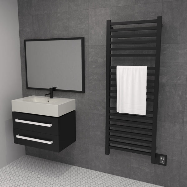 Matte Black Towel Warmer, Amba Quadro Model Q2054, 20 Bars Towel Warmer