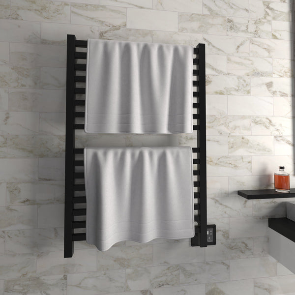 Matte Black Towel Warmer, Amba Quadro Model Q2842MB, 16 Bars Towel Warmer