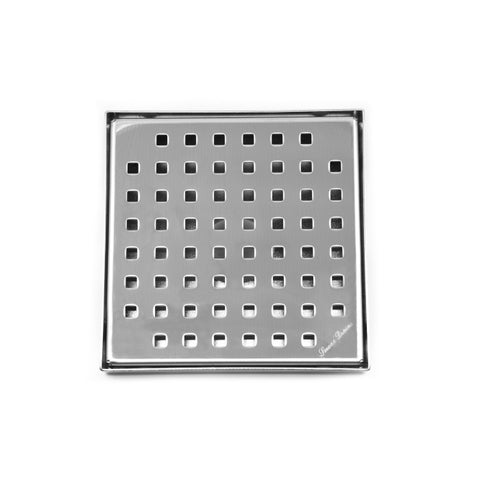 SereneDrains 6 inch Square Shower Drain Traditional Square Design Polished Chrome