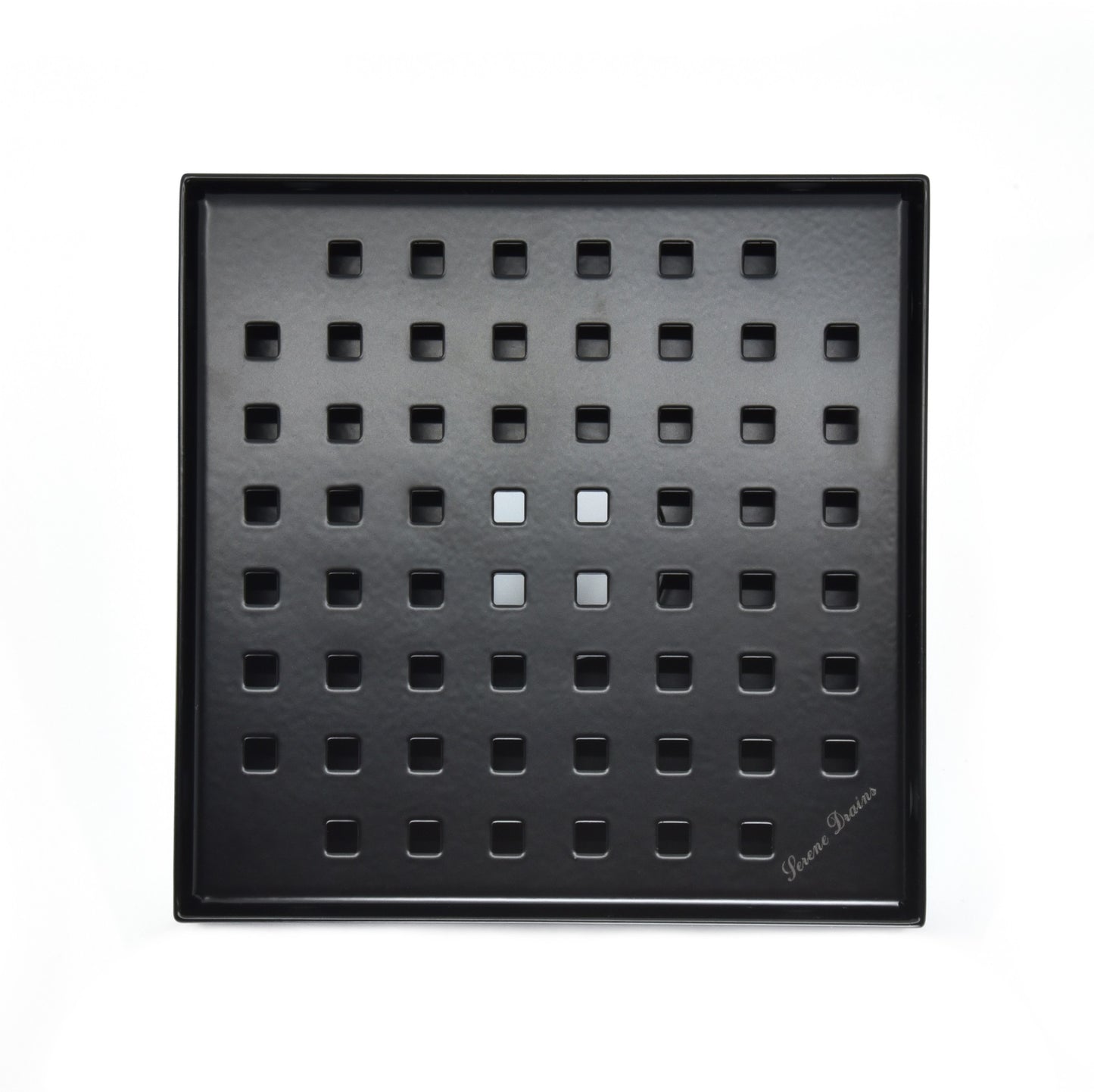 SereneDrains 6 Inch Matte Black Square Shower Drain Cover