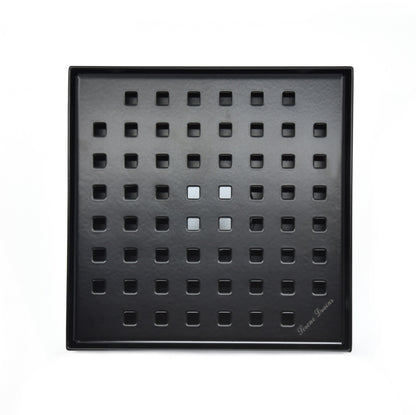SereneDrains 6 Inch Matte Black Square Shower Drain Cover