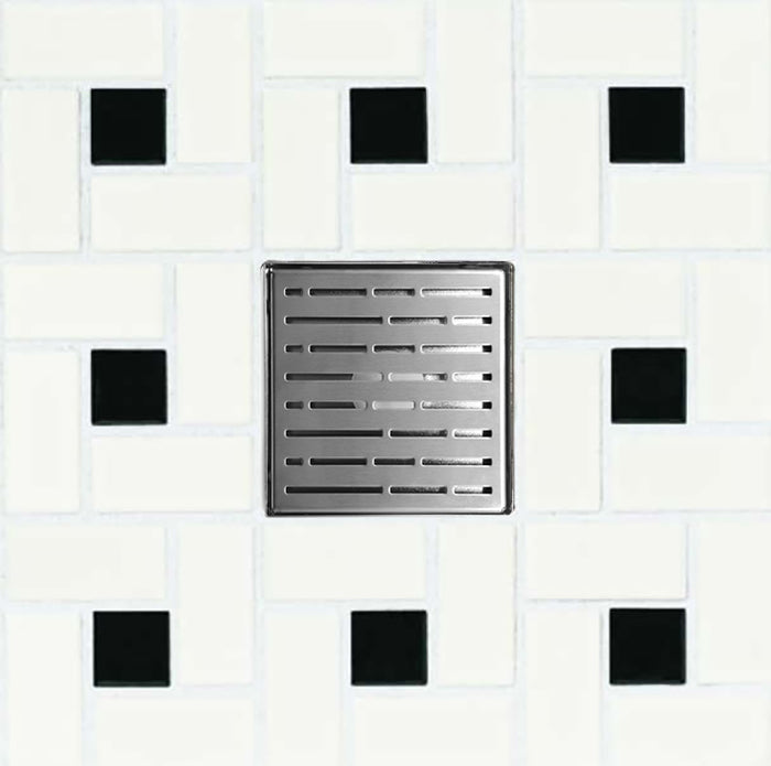 SereneDrains 6 Inch Square Shower Drain Cover, Brushed Nickel