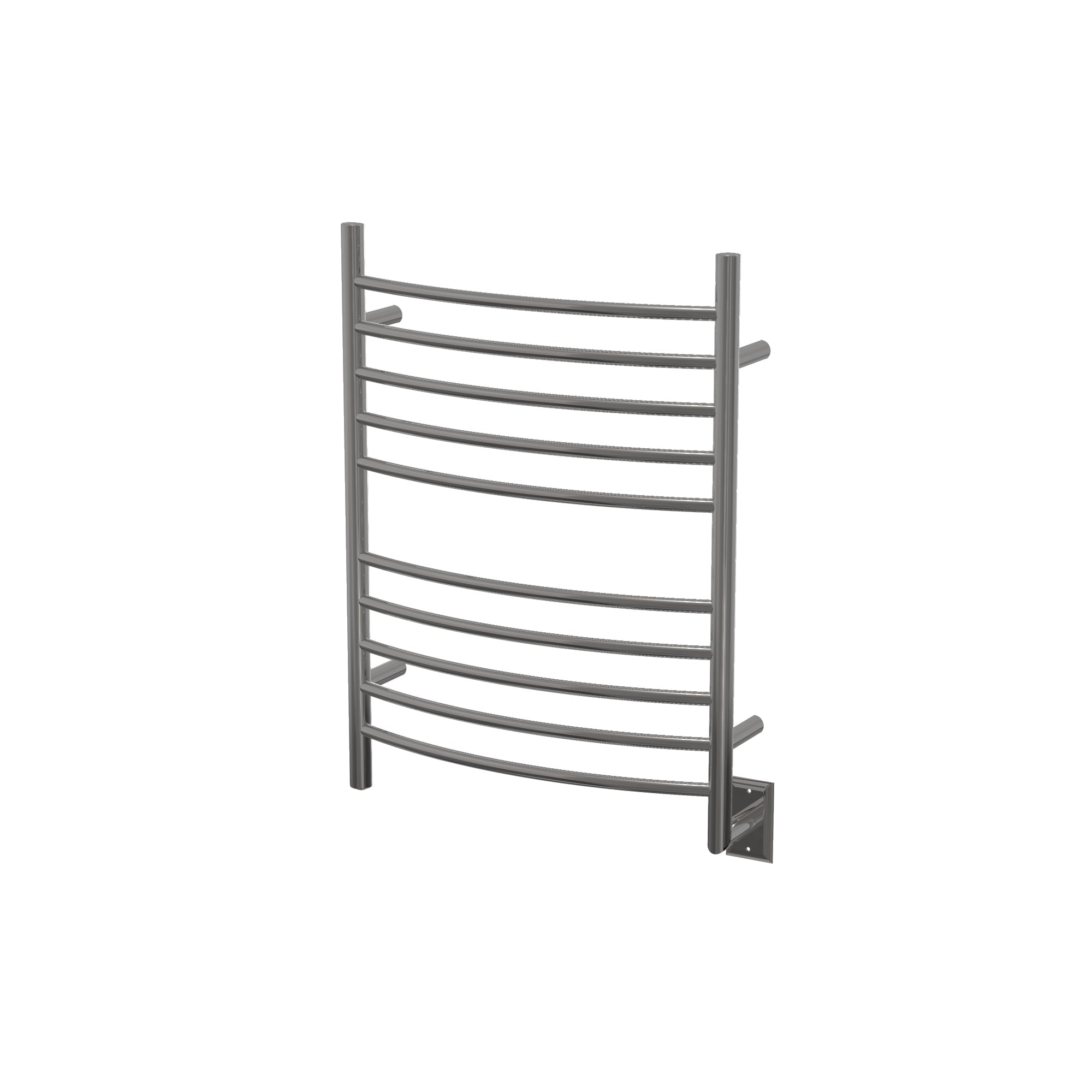 Polished Towel Warmer, Amba Radiant Hardwired Curved, 10 Bar Towel Warmer