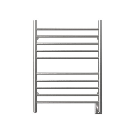 Brushed Towel Warmer, Amba Radiant Hardwired Straight, 10 Bar Towel Warmer