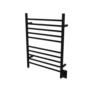 Matte Black Towel Warmer, Amba Radiant Hardwired Straight, 10 Bar Towel Warmer