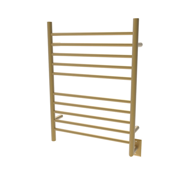 Satin Brass Towel Warmer, Amba Radiant Hardwired Straight, 10 Bar Towel Warmer