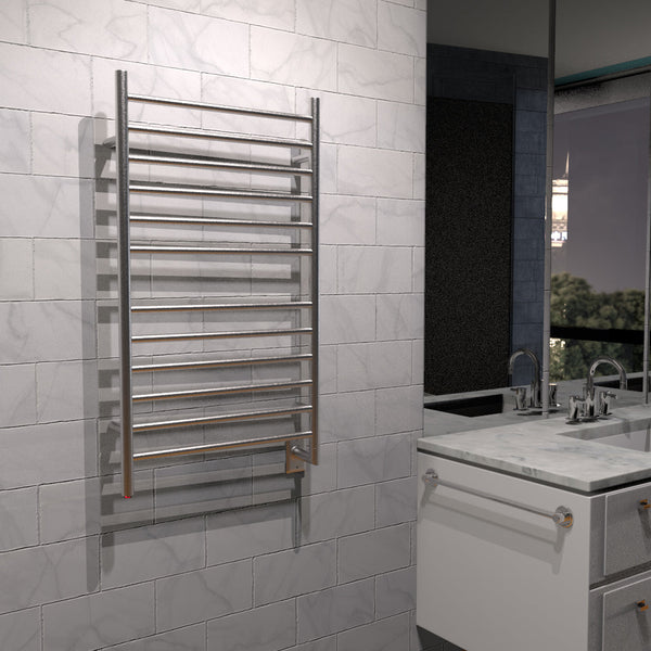 Brushed Towel Warmer, Amba Radiant Hardwired Straight, 12 Bars Towel Warmer