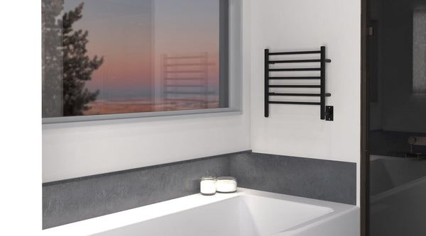 Matte Black Towel Warmer, Amba Radiant Small 7 Bars Towel Warmer