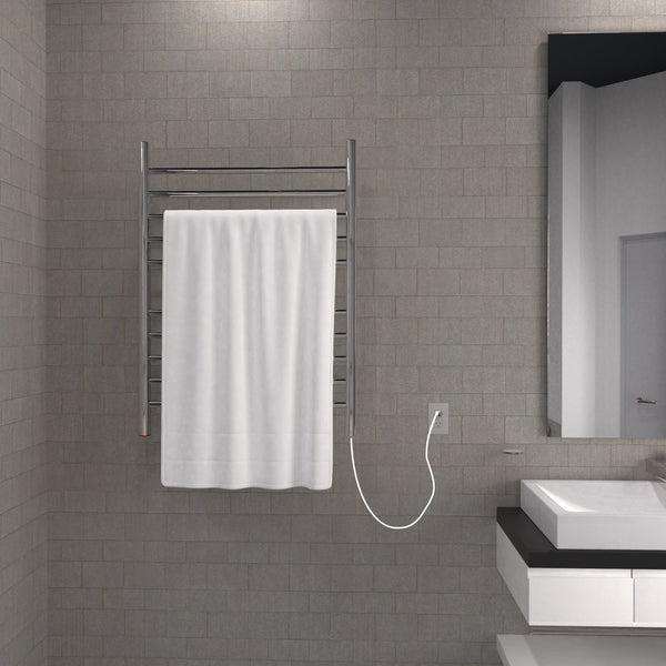 Polished Towel Warmer, Amba Radiant Plug-in Straight 10 Bar Towel Warmer