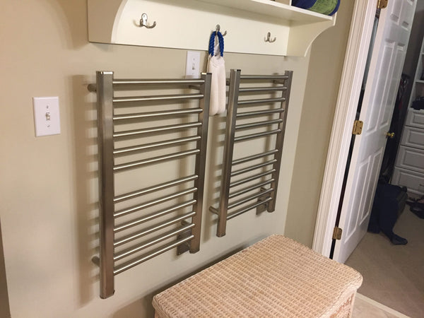 Brushed Towel Warmer, Amba Sirio Model S2133, 12 Bars Towel Warmer