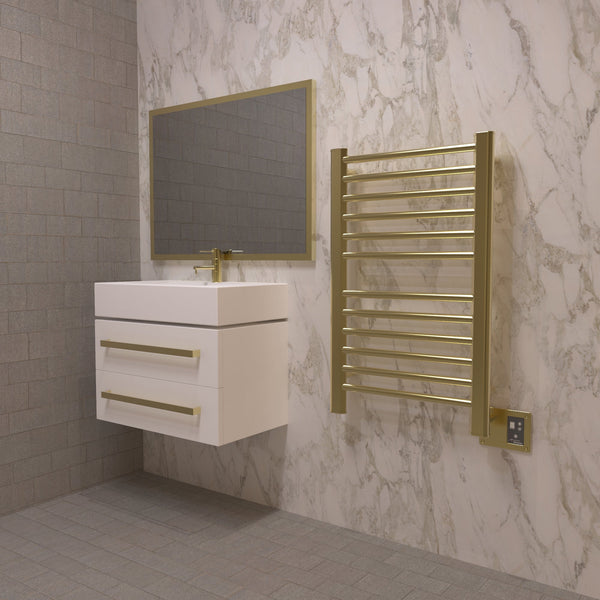 Satin Brass Towel Warmer, Amba Sirio Model S2133, 12 Bars Towel Warmer