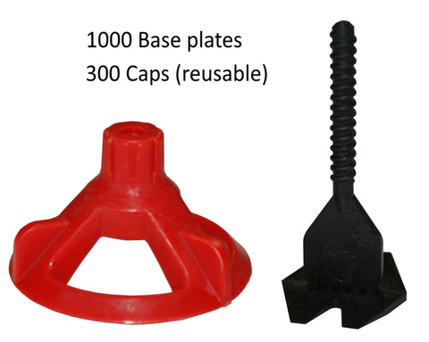 Spin Doctor Tile Leveling System 1000 PRO Large Projects Kit: 300 Caps, 1000 Base Plates Spacers