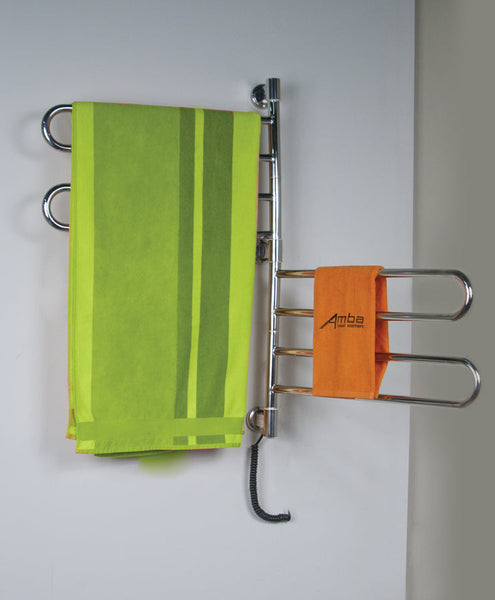 Polished Towel Warmer, Amba Swivel Jack Model B004, 8 Bars Towel Warmer