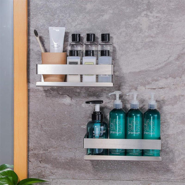 Wall-Mounted Adhesive Stainless Steel Shower Caddy Shelf