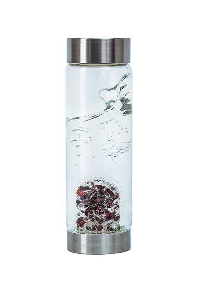 Gem Water Bottle, VitaJuwel ViA, Glass Bottle with GemPod Crystals - Allure