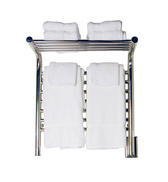 Polished Towel Warmer, Amba Jeeves M Shelf, Hardwired, 11 Bars, W 21" H 22"
