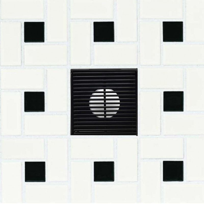 SereneDrains 4 Inch Matte Black Square Shower Drain