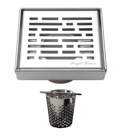SereneDrains 4in Square Shower Drain Broken Lane Design Brushed