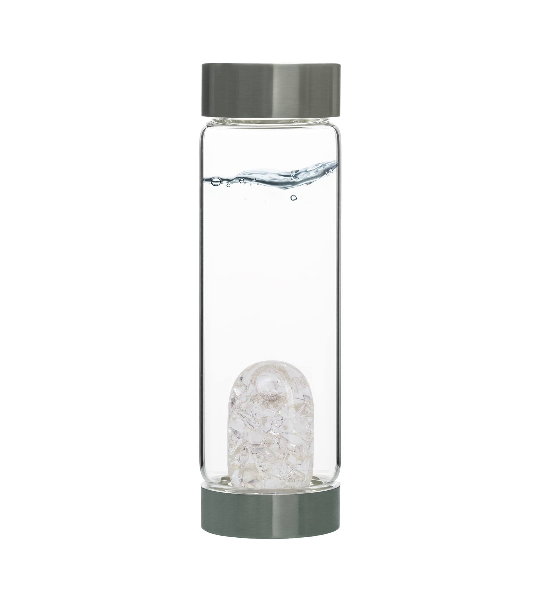 Gem Water Bottle, VitaJuwel ViA, Glass Bottle with GemPod Crystals - Diamonds