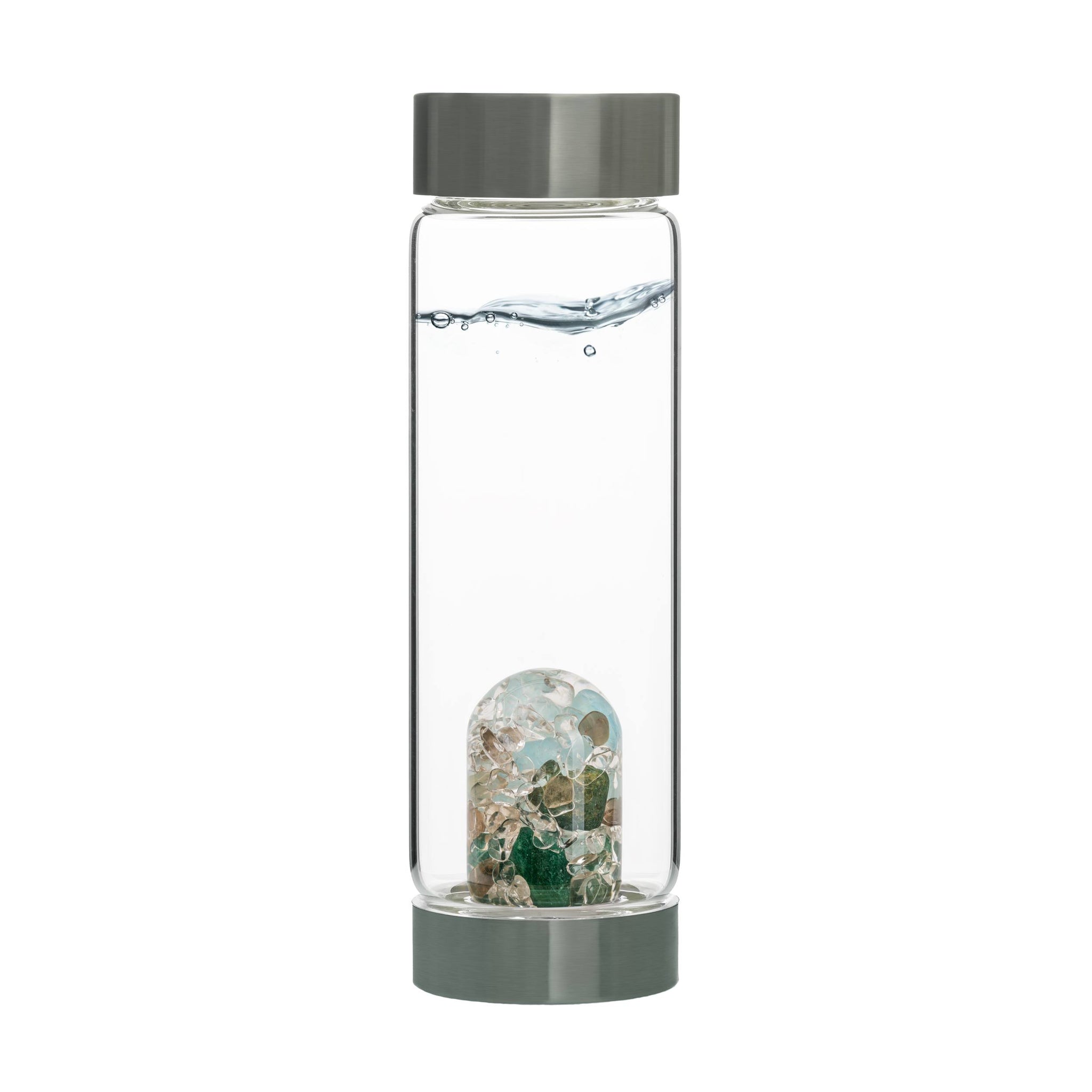 Gem Water Bottle, VitaJuwel ViA, Glass Bottle with GemPod Crystals - Forever Young