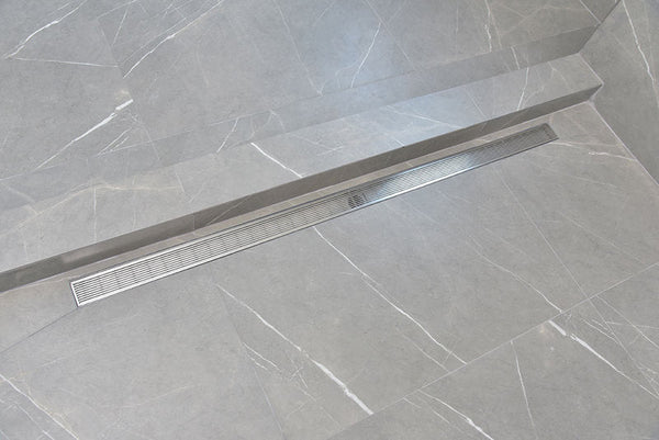 SereneDrains 47 Inch Linear Shower Drain, Polished, Linear Wedge Design