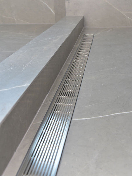 SereneDrains 24 Inch Linear Shower Drain, Polished, Linear Wedge Design