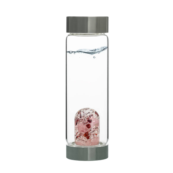 Gem Water Bottle, VitaJuwel ViA, Glass Bottle with GemPod Crystals - Love
