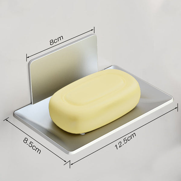 Luxury White Soap Dish, Drill-Free Aluminum Wall Mount Soap Rack