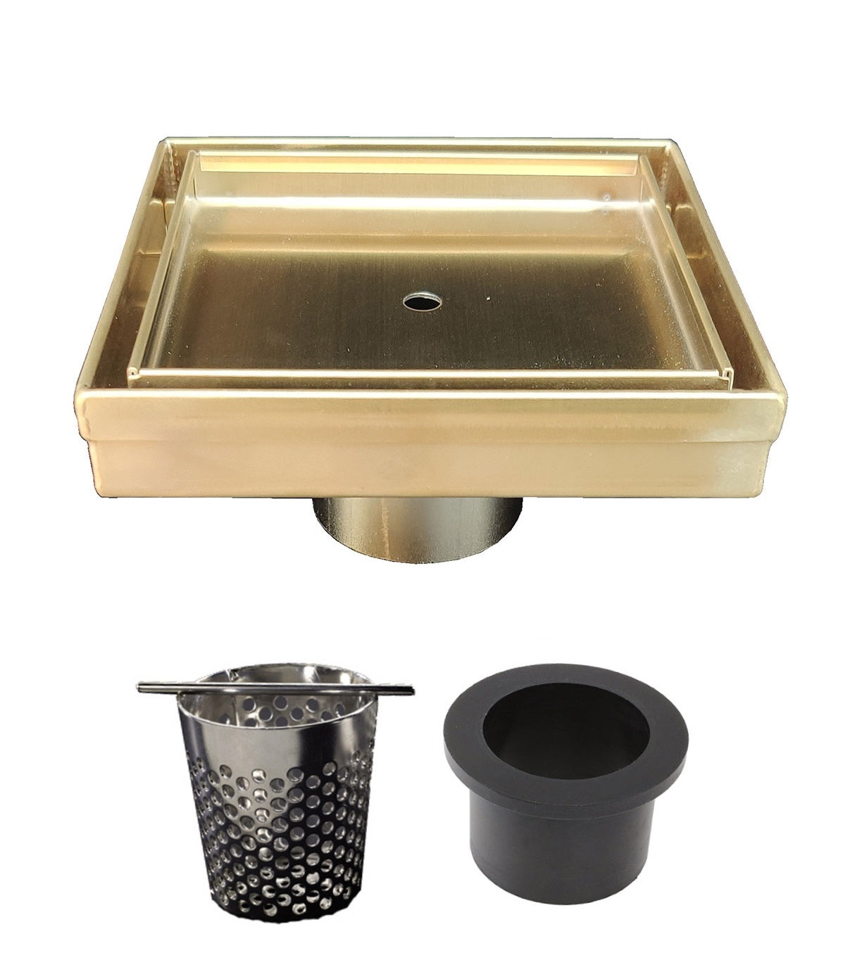 SereneDrains 5 Inch Square Tile-in Drain, Tile Floor Drain