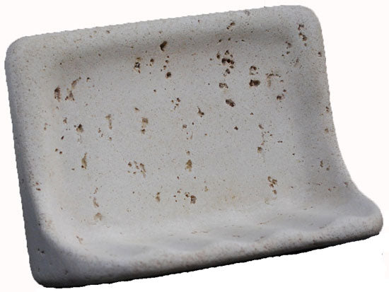 Travertine Cast Stone Soap Dish in Mocha or Ivory