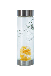 Gem Water Bottle, VitaJuwel ViA, Glass Bottle with GemPod Crystals - Sunny Morning