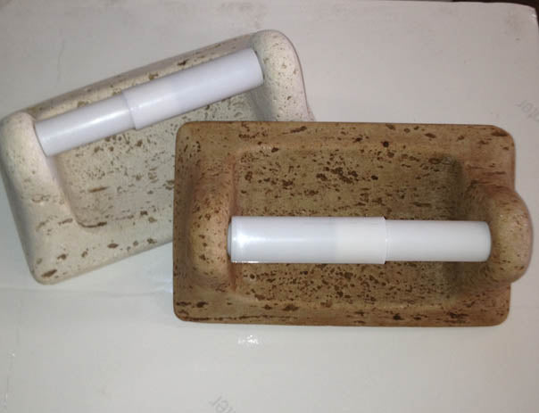 Cast Stone Toilet Tissue Holder, Travertine Tissue Holder in Mocha or Ivory