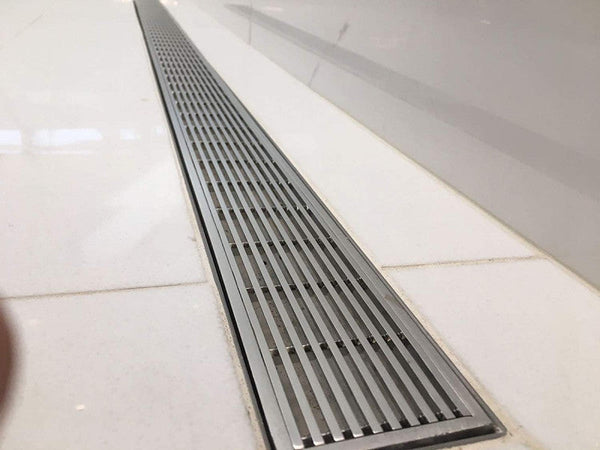 SereneDrains 16 Inch Linear Shower Drain, Polished, Linear Wedge Design