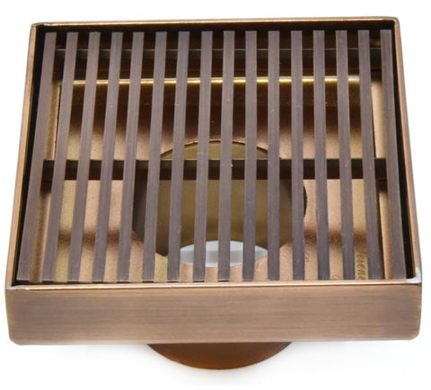 SereneDrains 4 inch Square Shower Drain Wedge Design Oil Rubbed Bronze