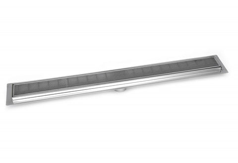 Linear Floor Drain Brushed Nickel Wedgewire Design, SereneDrains