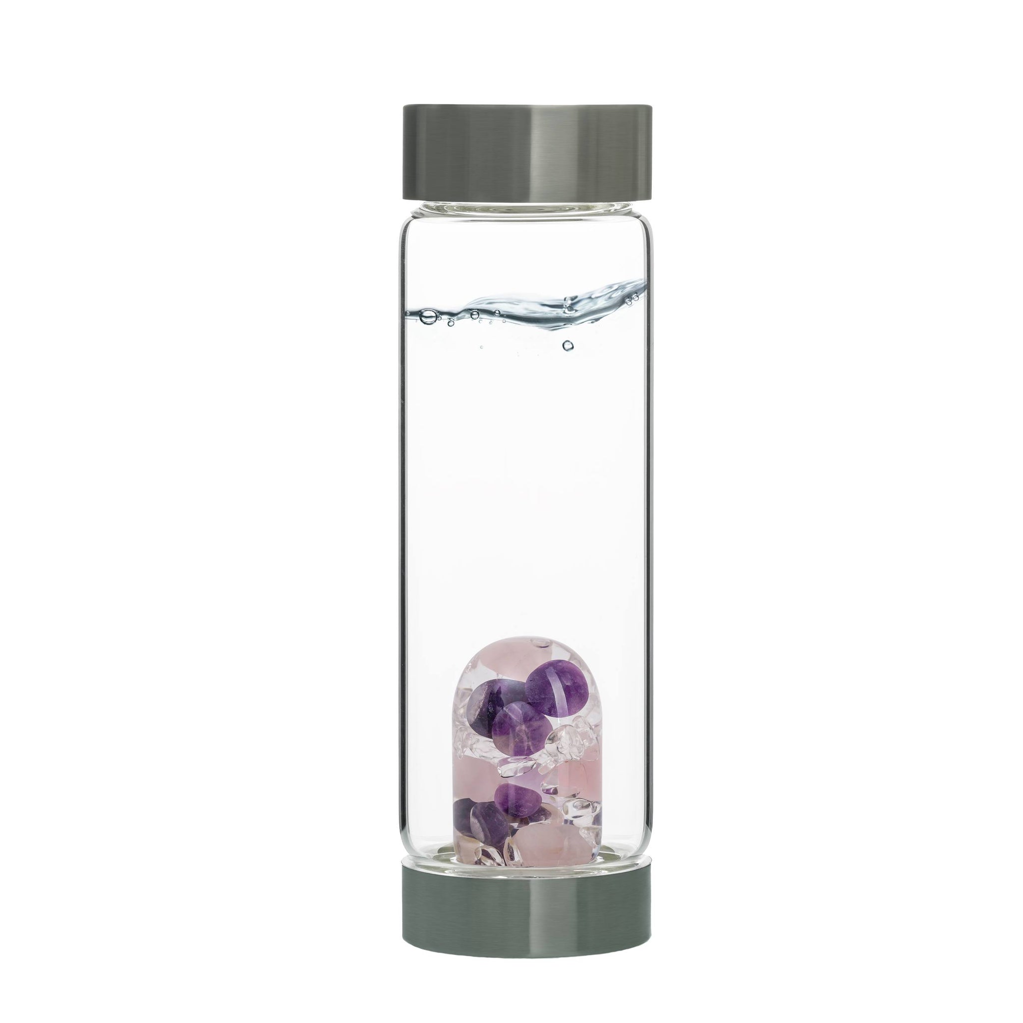 Gem Water Bottle, VitaJuwel ViA, Glass Bottle with GemPod Crystals - Wellness